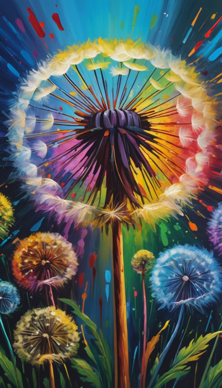 Colorful dandelion field painting Colorful dandelion field painting