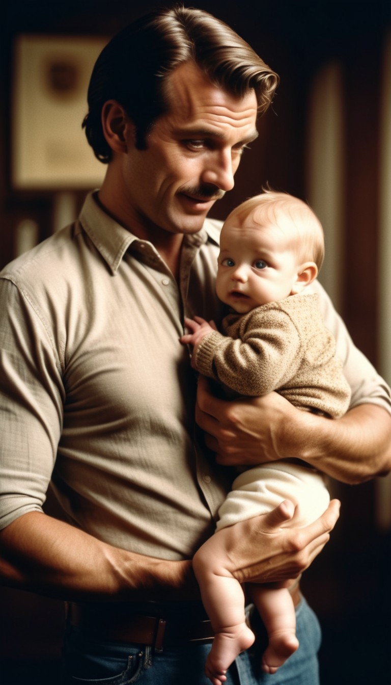 Man holding baby in home Man holding baby in home