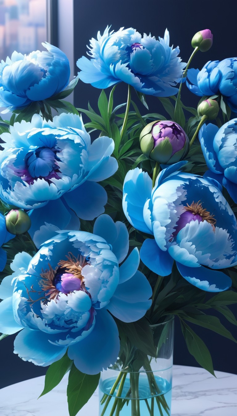 Blue peonies in a vase Blue peonies in a vase