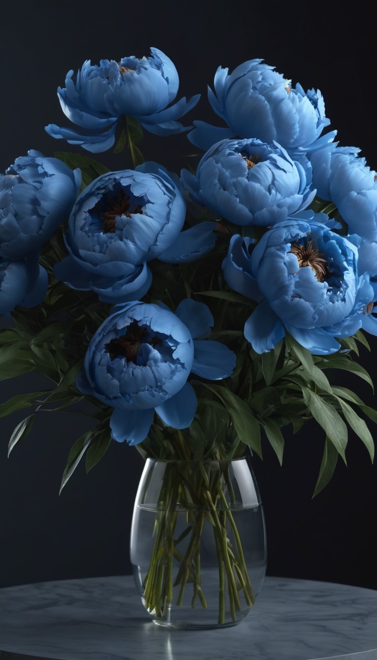 Blue peonies in a vase Blue peonies in a vase