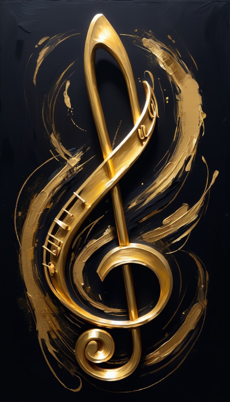 Golden treble clef art Golden treble clef art
