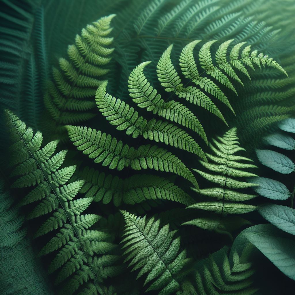 Lush green fern fronds Lush green fern fronds