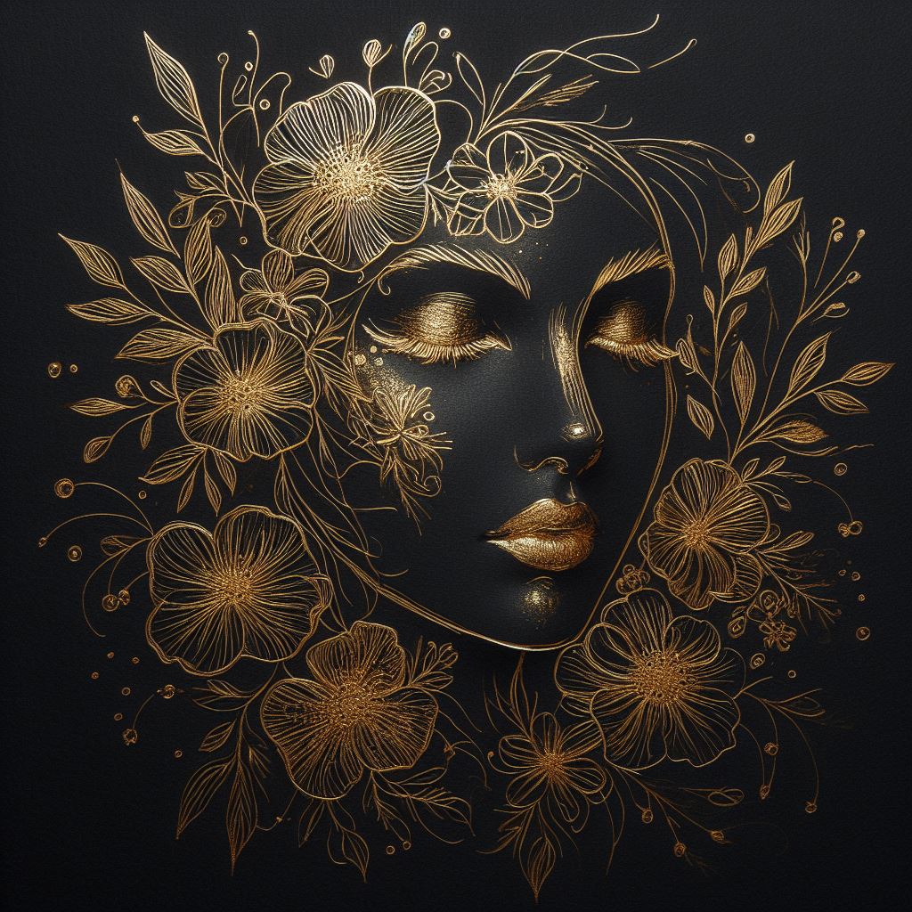 Golden floral face Golden floral face