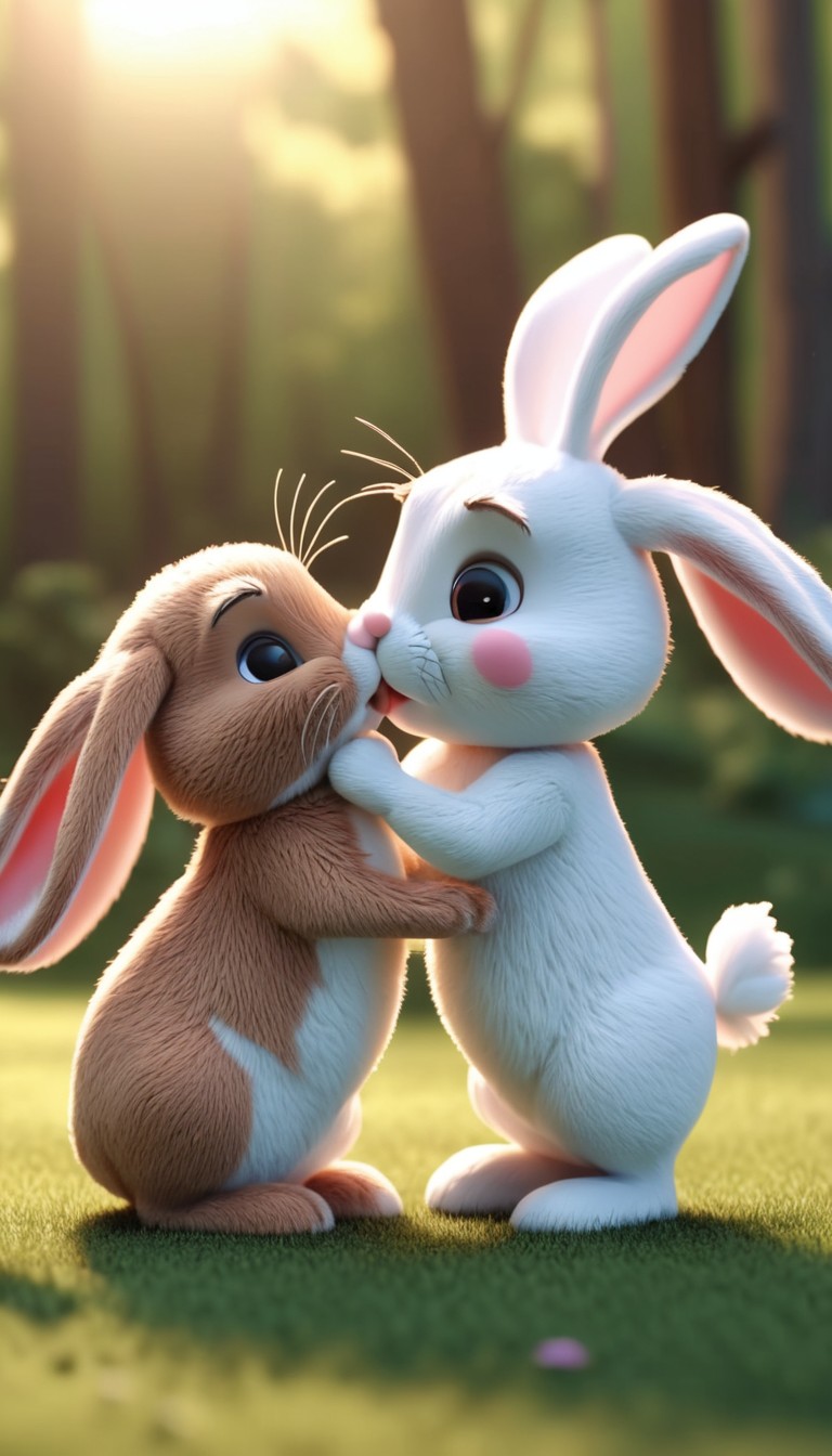 Bunnies kissing in sunlight Bunnies kissing in sunlight