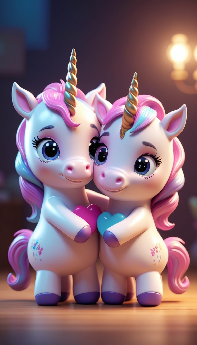 Two unicorns hugging with hearts Two unicorns hugging with hearts