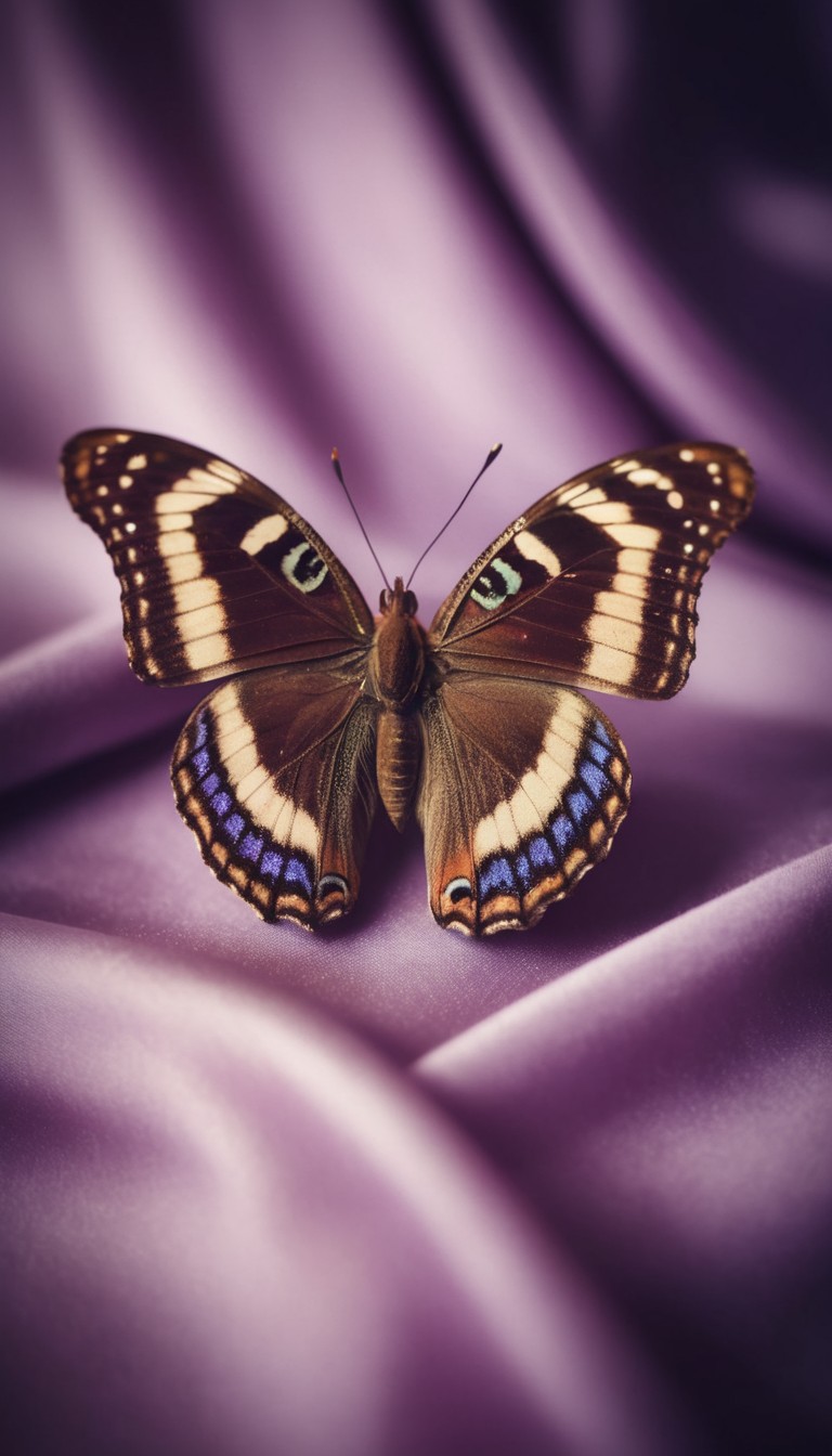 Butterfly on purple fabric Butterfly on purple fabric