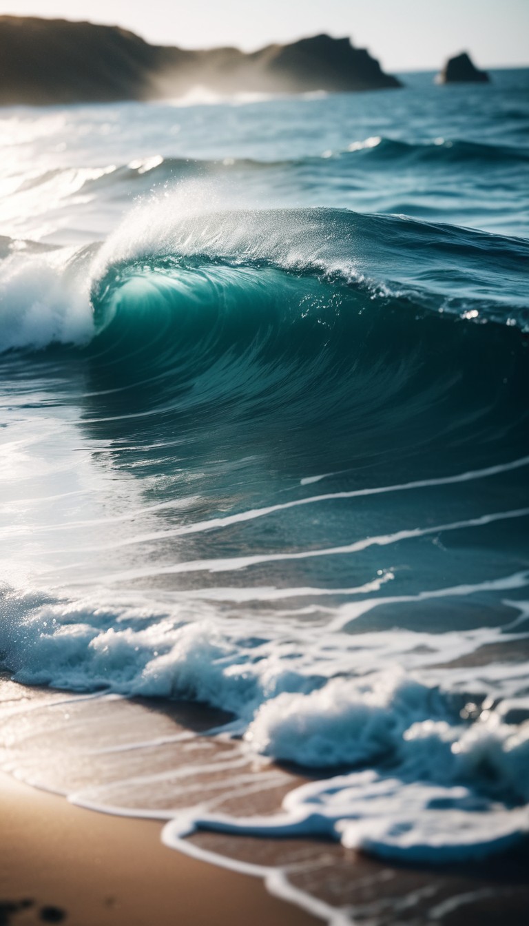 Ocean wave crashing on sandy beach Ocean wave crashing on sandy beach