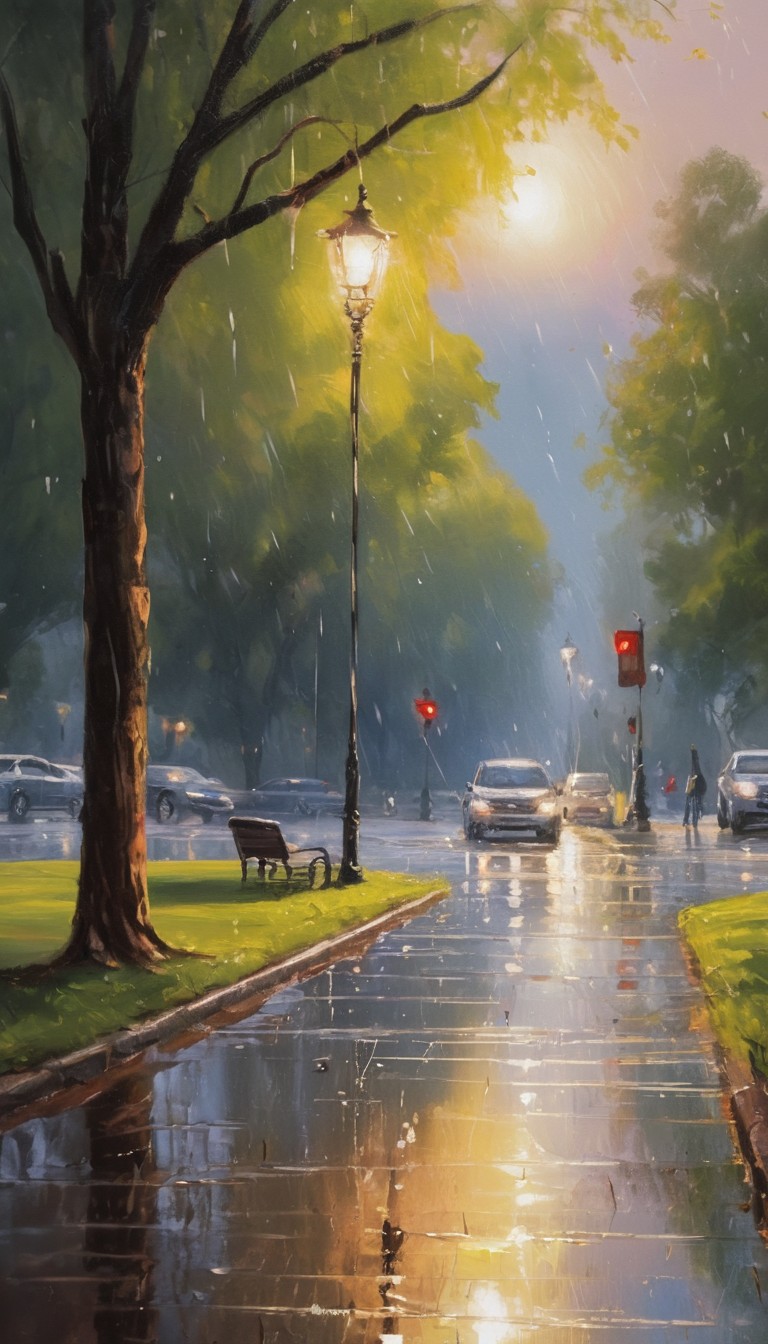 Rainy evening street scene Rainy evening street scene