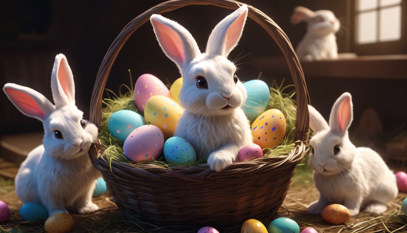 Easter bunnies with eggs Easter bunnies with eggs