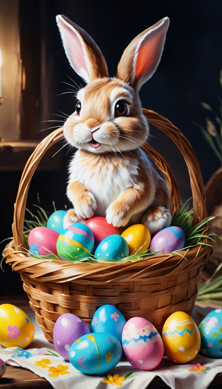 Easter bunny with basket of eggs Easter bunny with basket of eggs