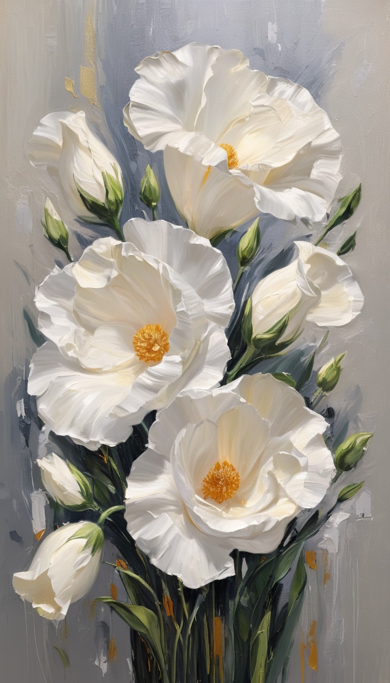 White flowers on grey background White flowers on grey background