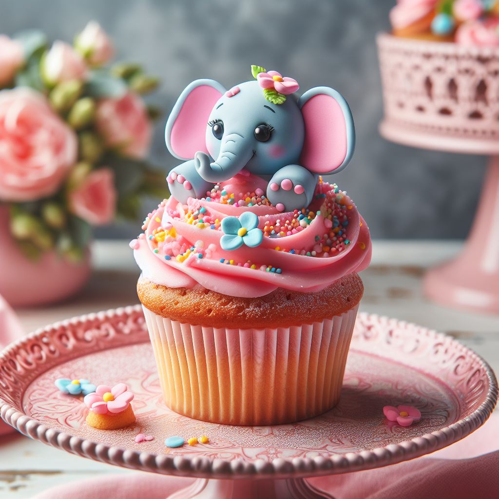 Pink elephant cupcake Pink elephant cupcake