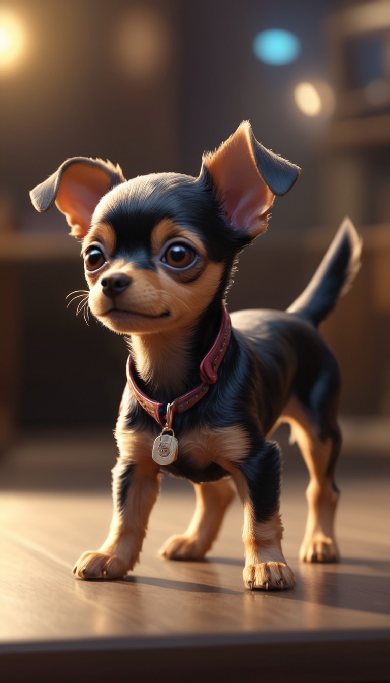 Chihuahua puppy standing on wood floor Chihuahua puppy standing on wood floor