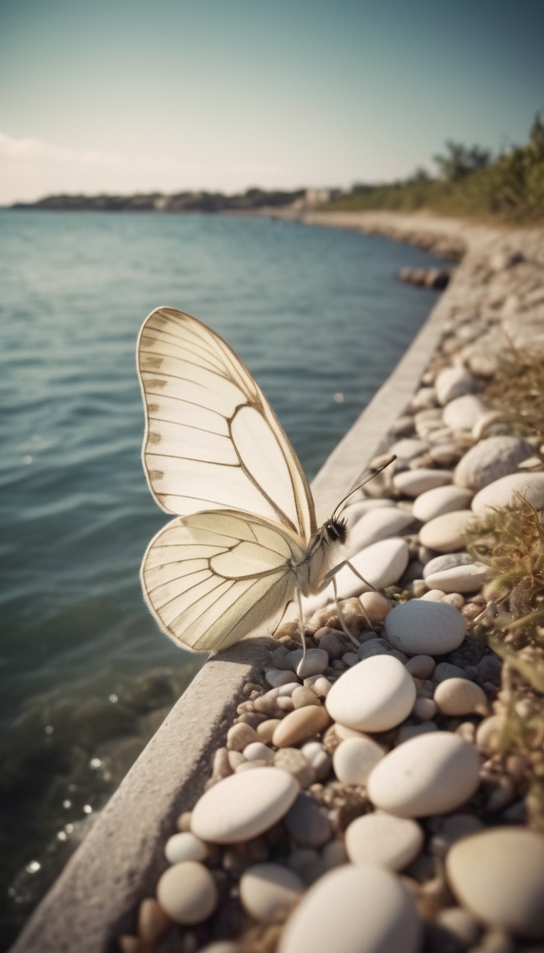 Butterfly on a coastal rock Butterfly on a coastal rock