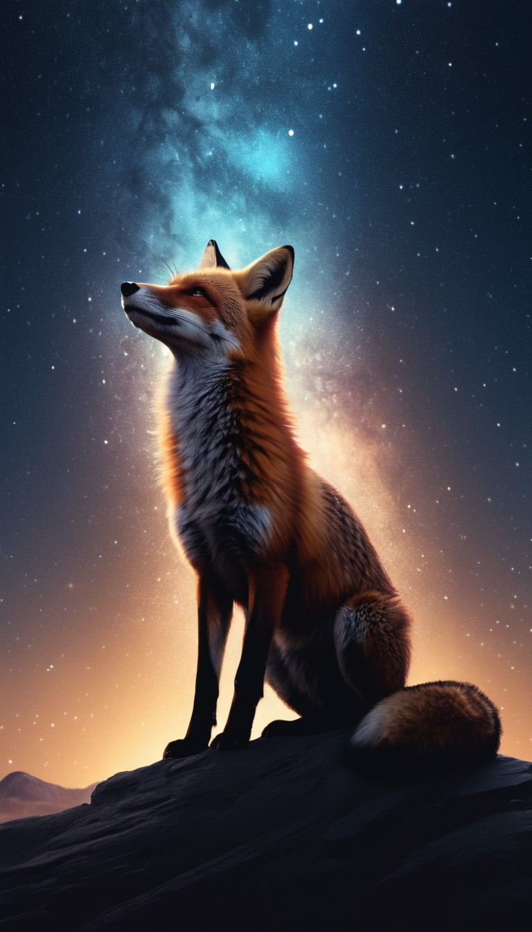 Fox gazing at the night sky Fox gazing at the night sky