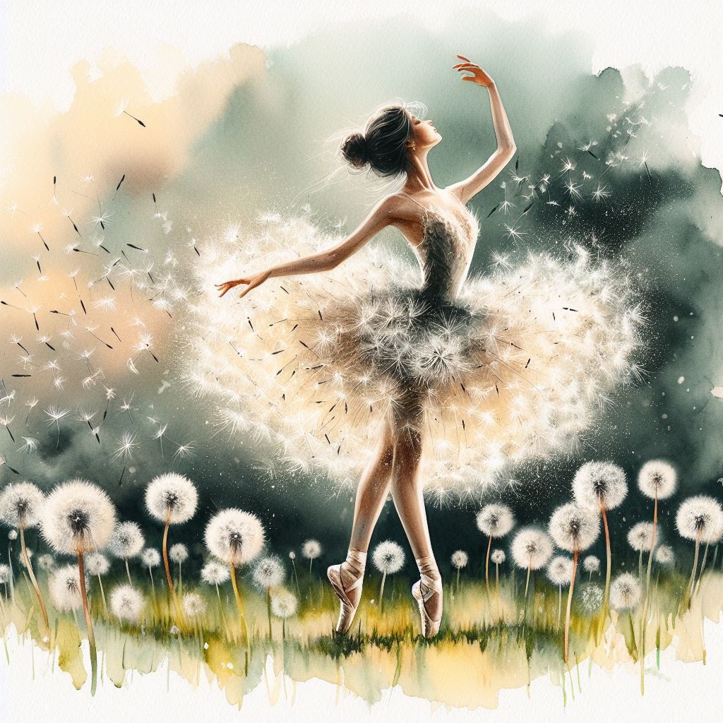 Ballerina dancing in dandelion field Ballerina dancing in dandelion field