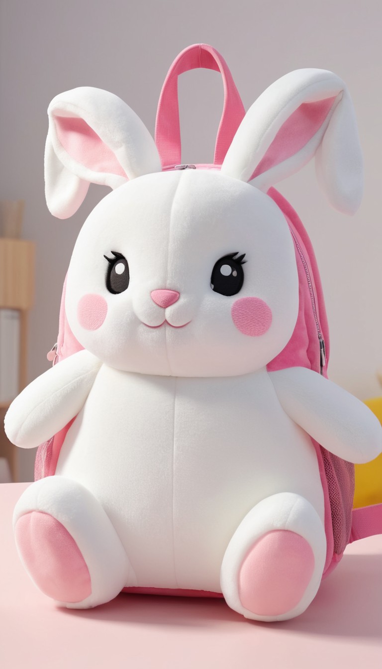 White plush bunny backpack White plush bunny backpack