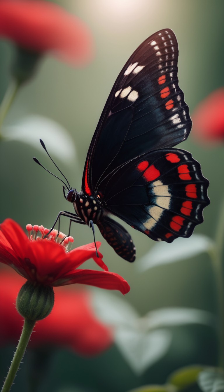 Butterfly on red flower Butterfly on red flower