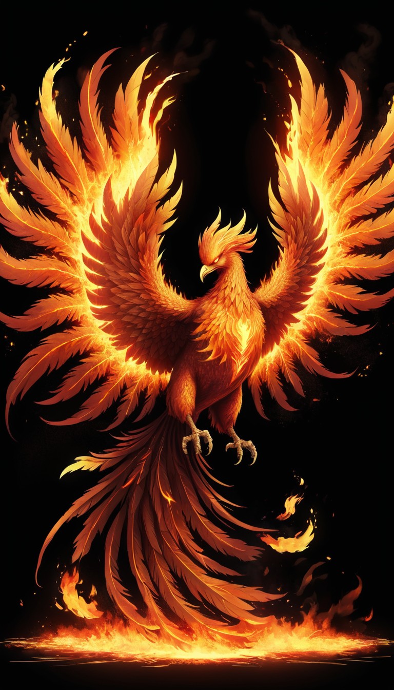 Flaming phoenix bird illustration Flaming phoenix bird illustration