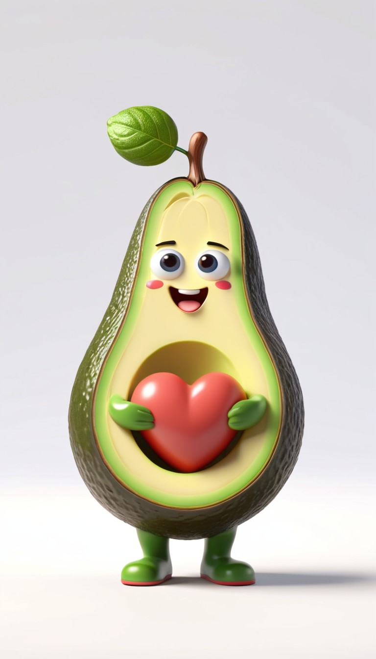 Smiling avocado holding heart Smiling avocado holding heart
