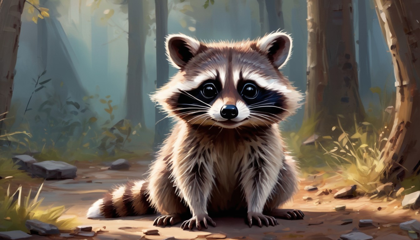 Raccoon sitting in forest Raccoon sitting in forest