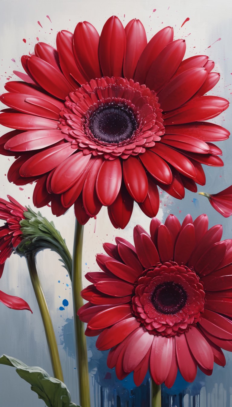 Red gerbera daisies in bloom Red gerbera daisies in bloom