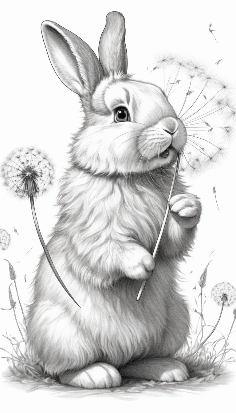Rabbit with dandelion Rabbit with dandelion
