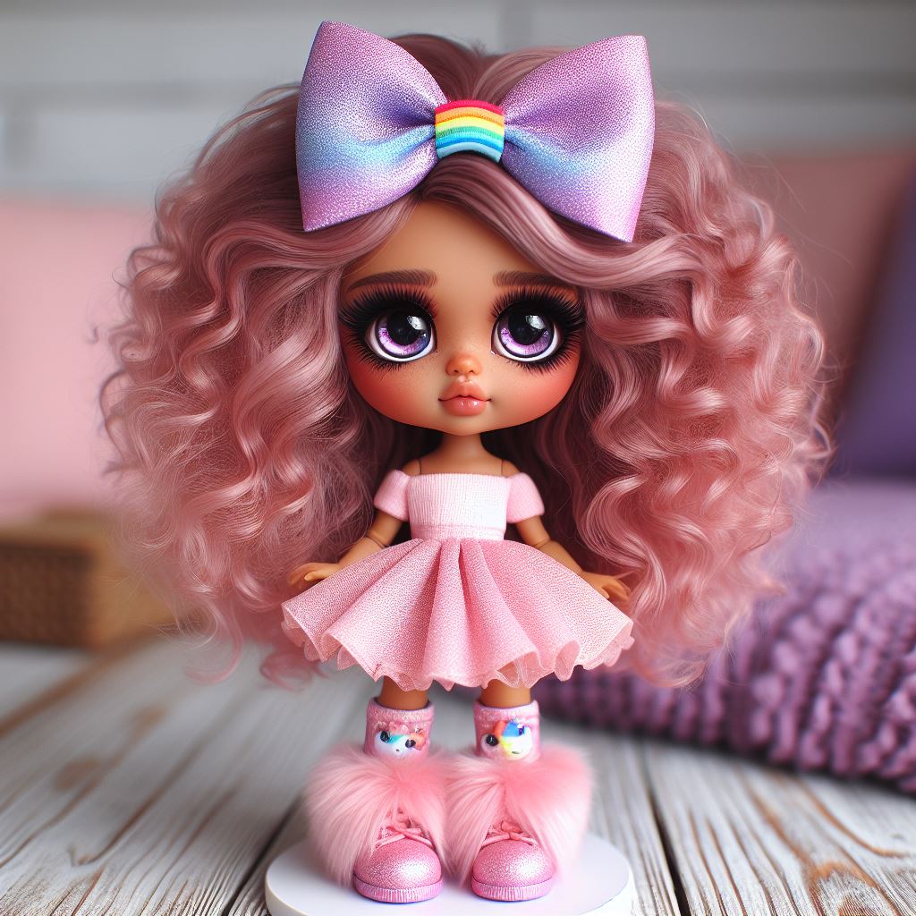 Pink-haired doll in pink dress Pink-haired doll in pink dress