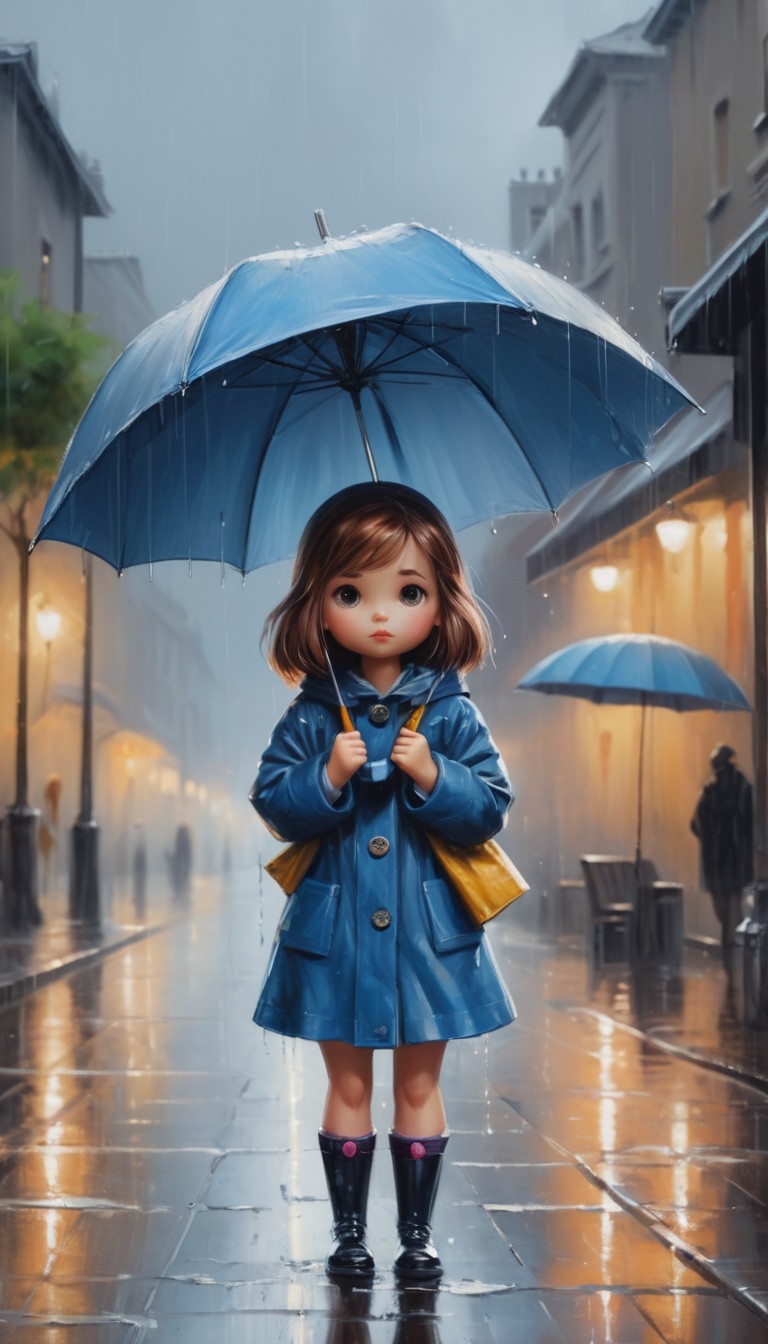Girl walking in rainy city Girl walking in rainy city