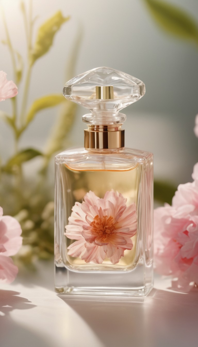 Floral perfume bottle with flower Floral perfume bottle with flower