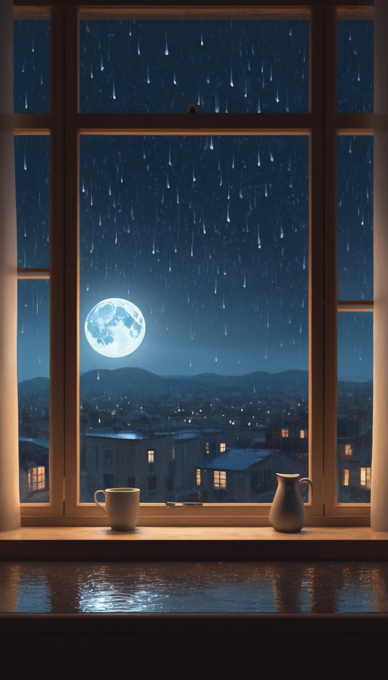 Rainy night view from window Rainy night view from window