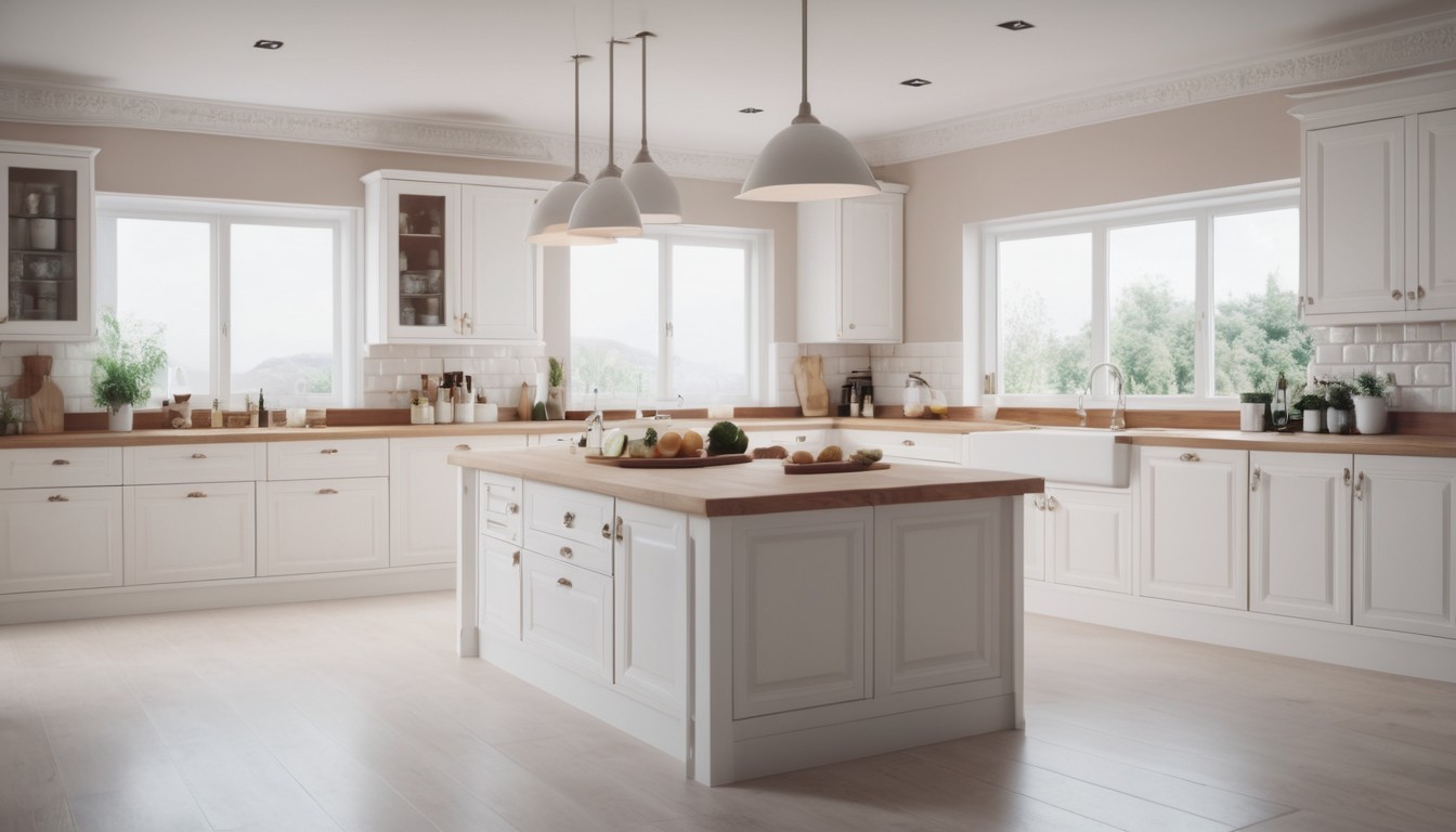 Modern kitchen island with wood countertop Modern kitchen island with wood countertop