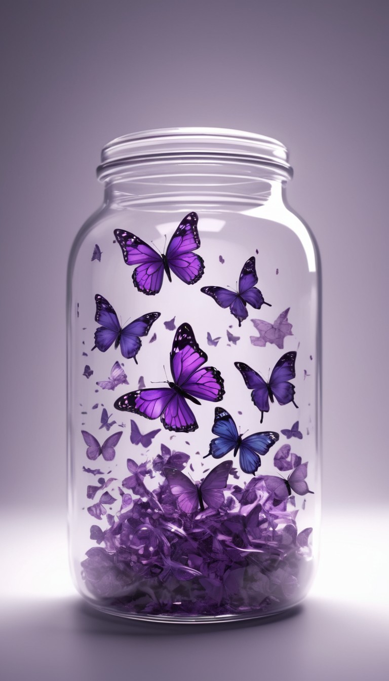 Purple butterflies in a jar Purple butterflies in a jar