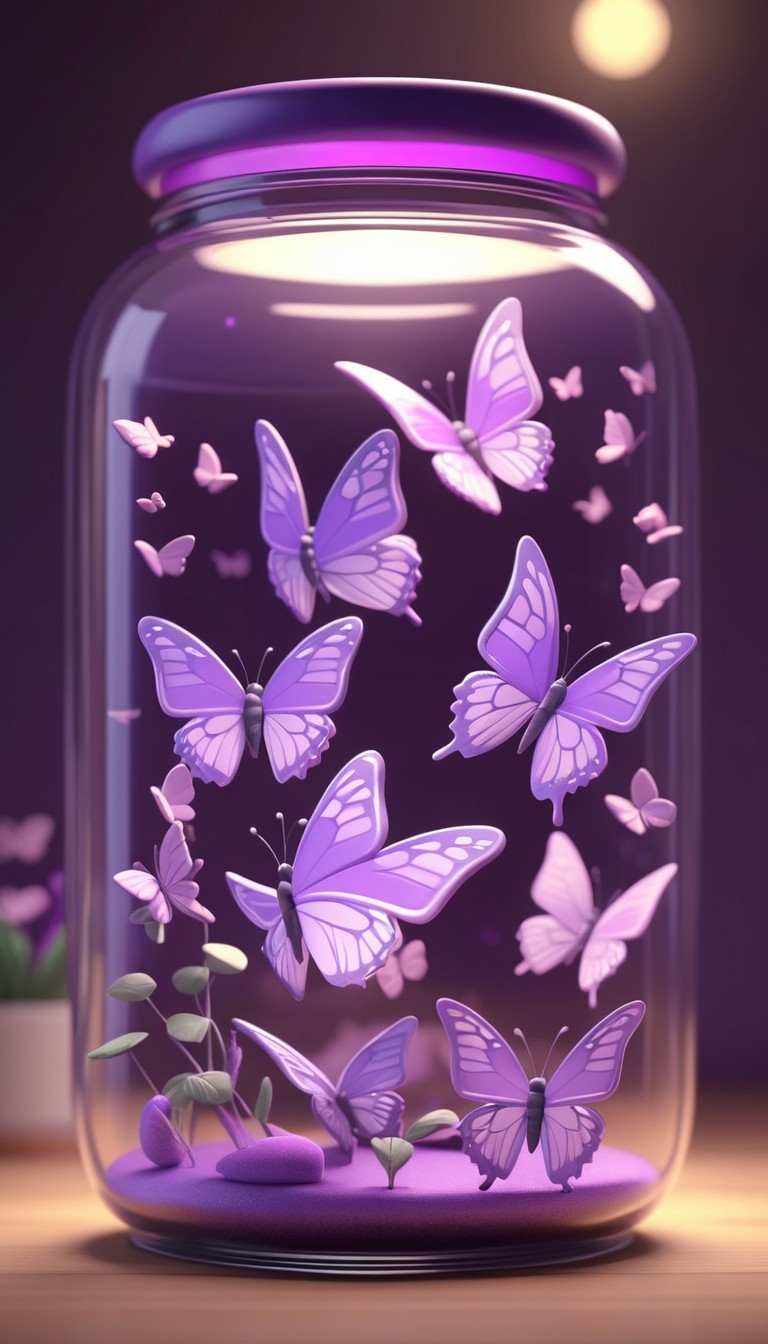 Purple butterflies in jar Purple butterflies in jar