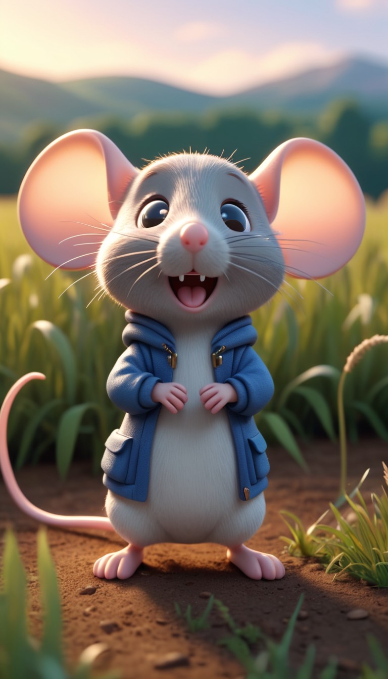 Smiling mouse in a blue jacket Smiling mouse in a blue jacket