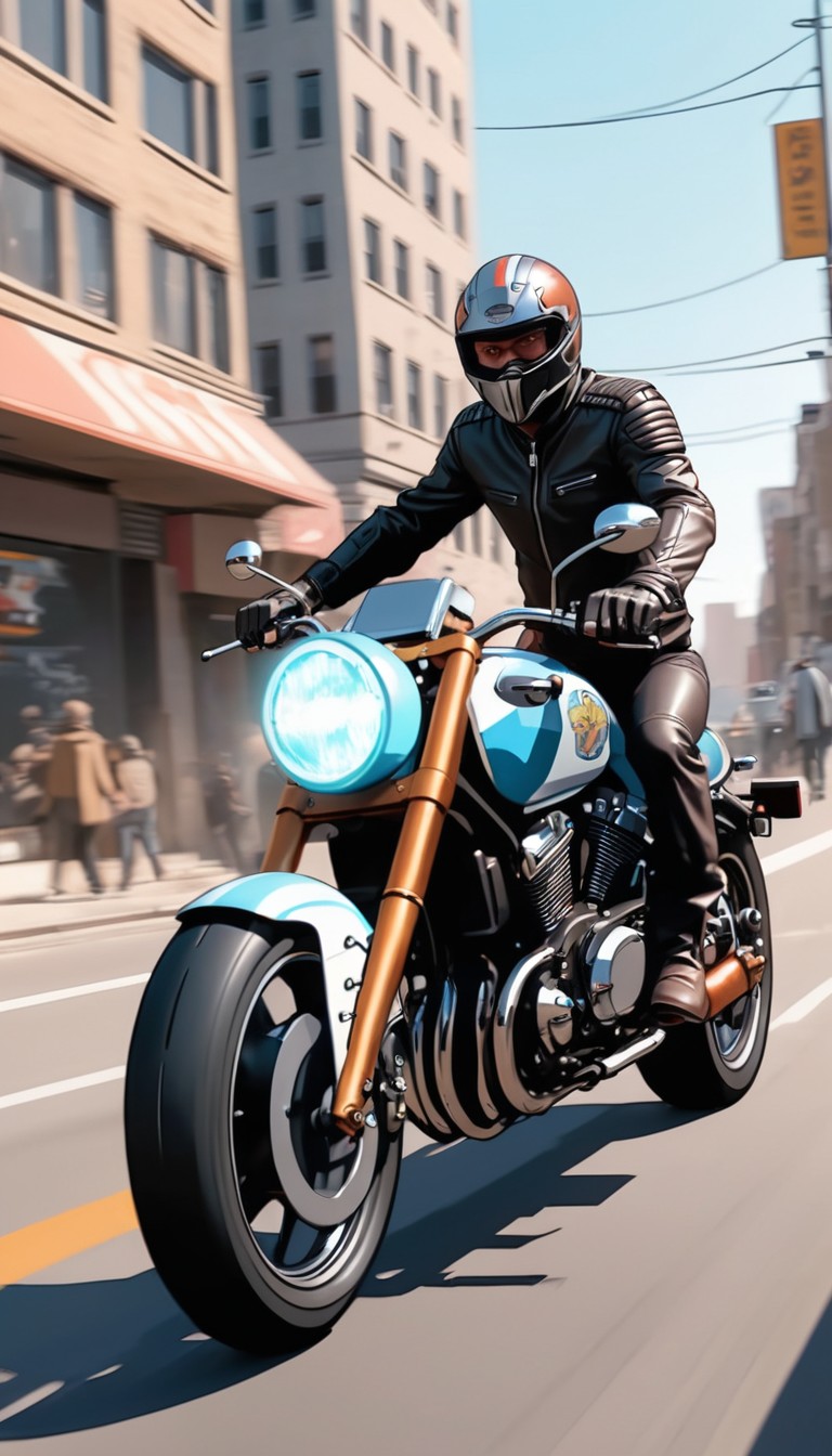 Motorcycle rider in city Motorcycle rider in city