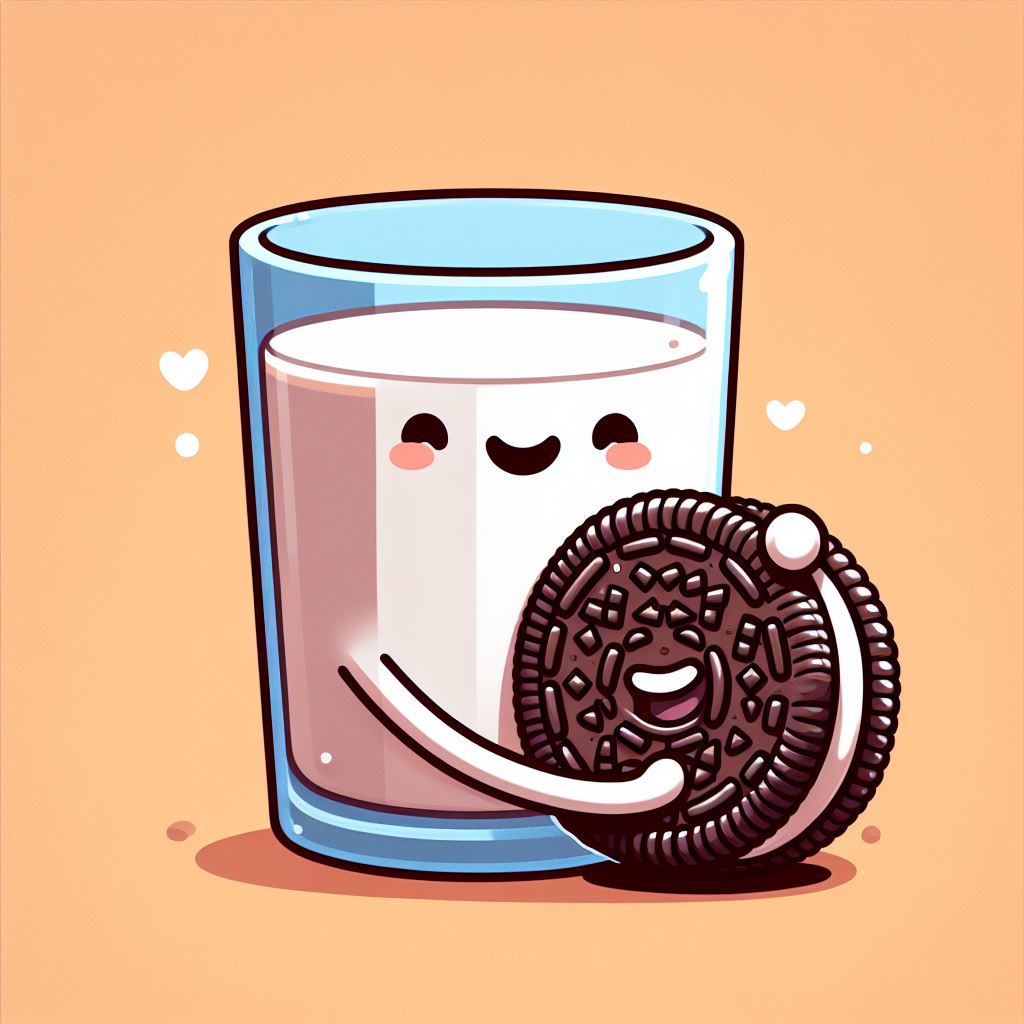 Milk and cookie cartoon illustration Milk and cookie cartoon illustration
