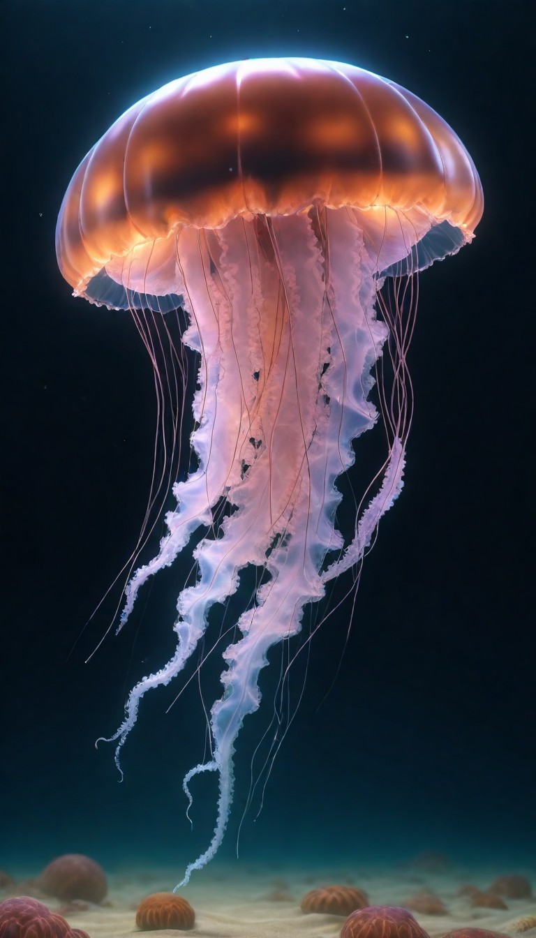 Pink jellyfish underwater Pink jellyfish underwater