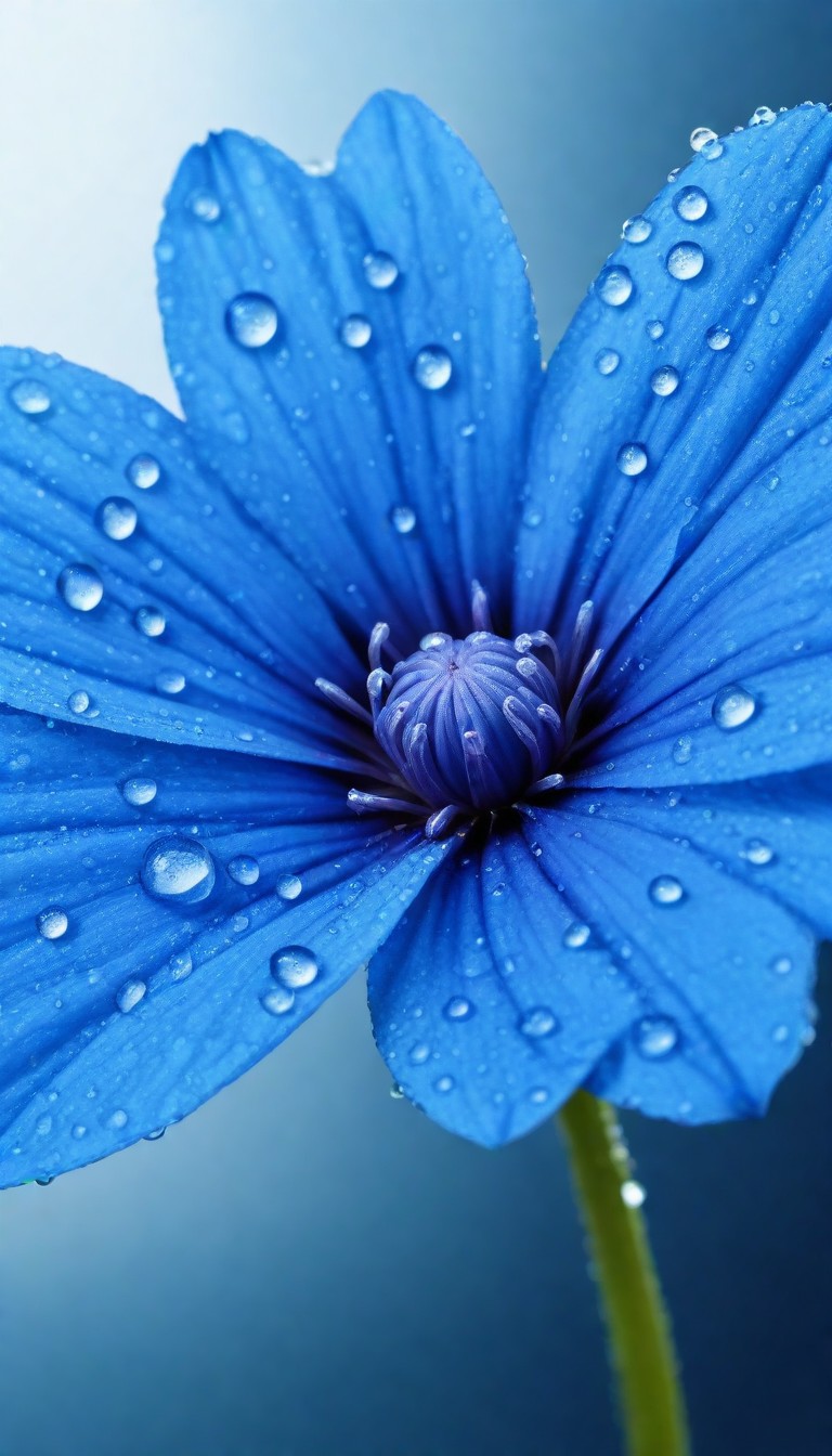 Blue flower with dewdrops Blue flower with dewdrops