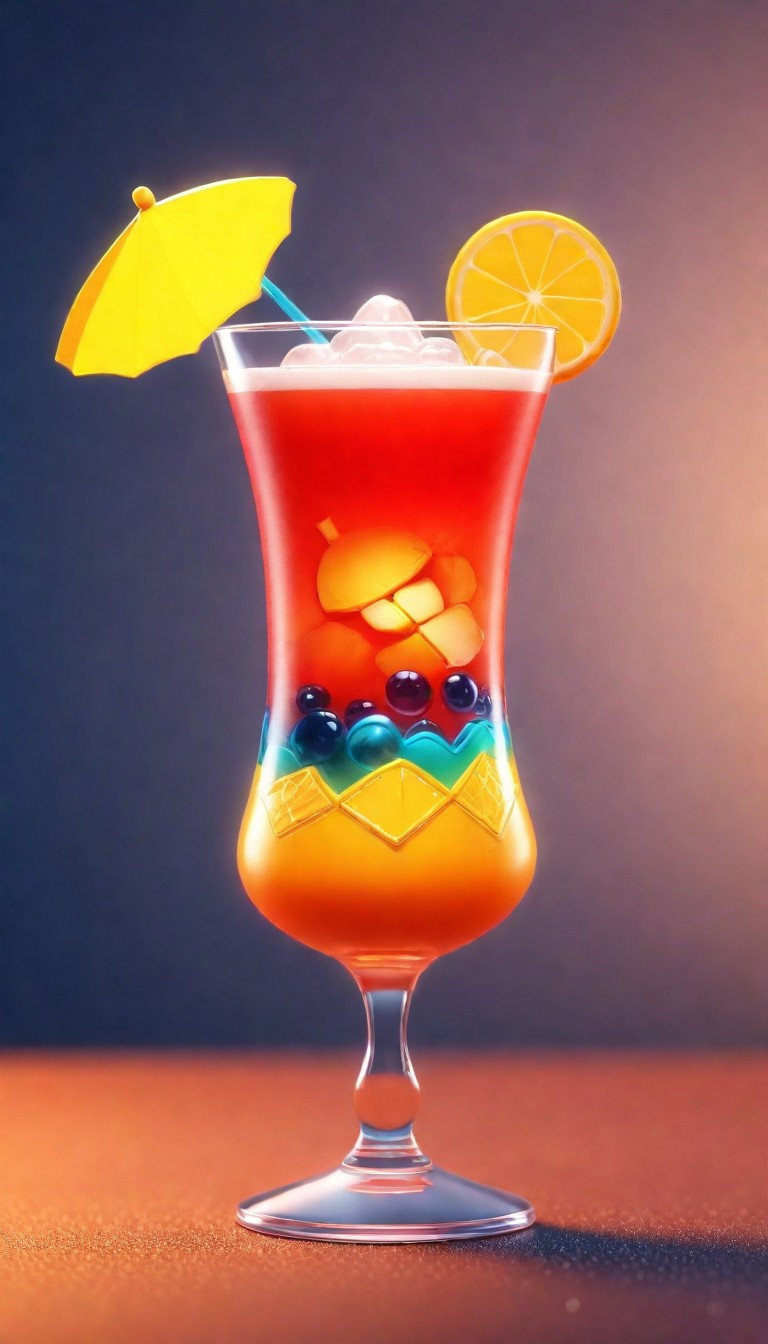 Tropical cocktail with umbrella and orange Tropical cocktail with umbrella and orange