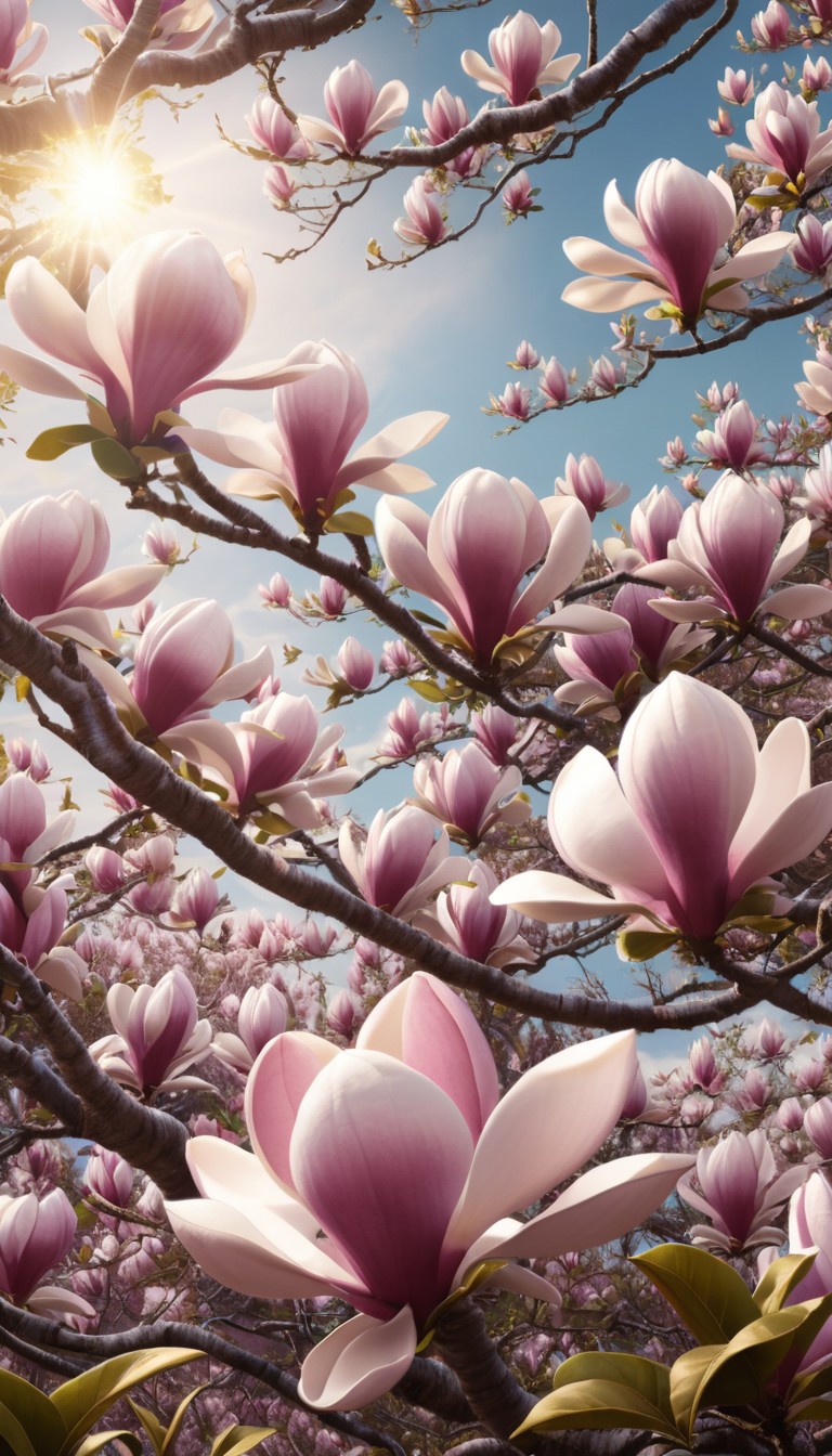Magnolia blossoms in spring sunlight Magnolia blossoms in spring sunlight
