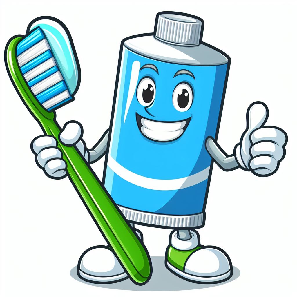 Toothpaste cartoon holding toothbrush Toothpaste cartoon holding toothbrush