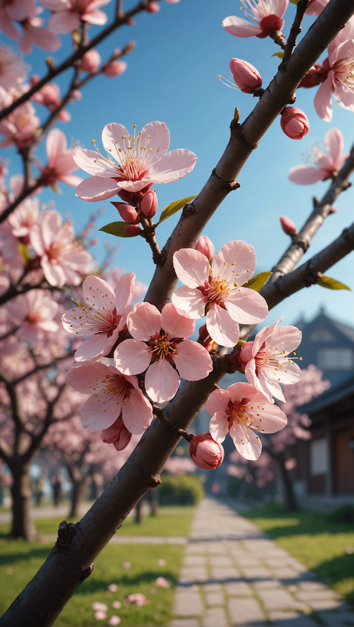 Pink blossoms on a sunny spring day Pink blossoms on a sunny spring day