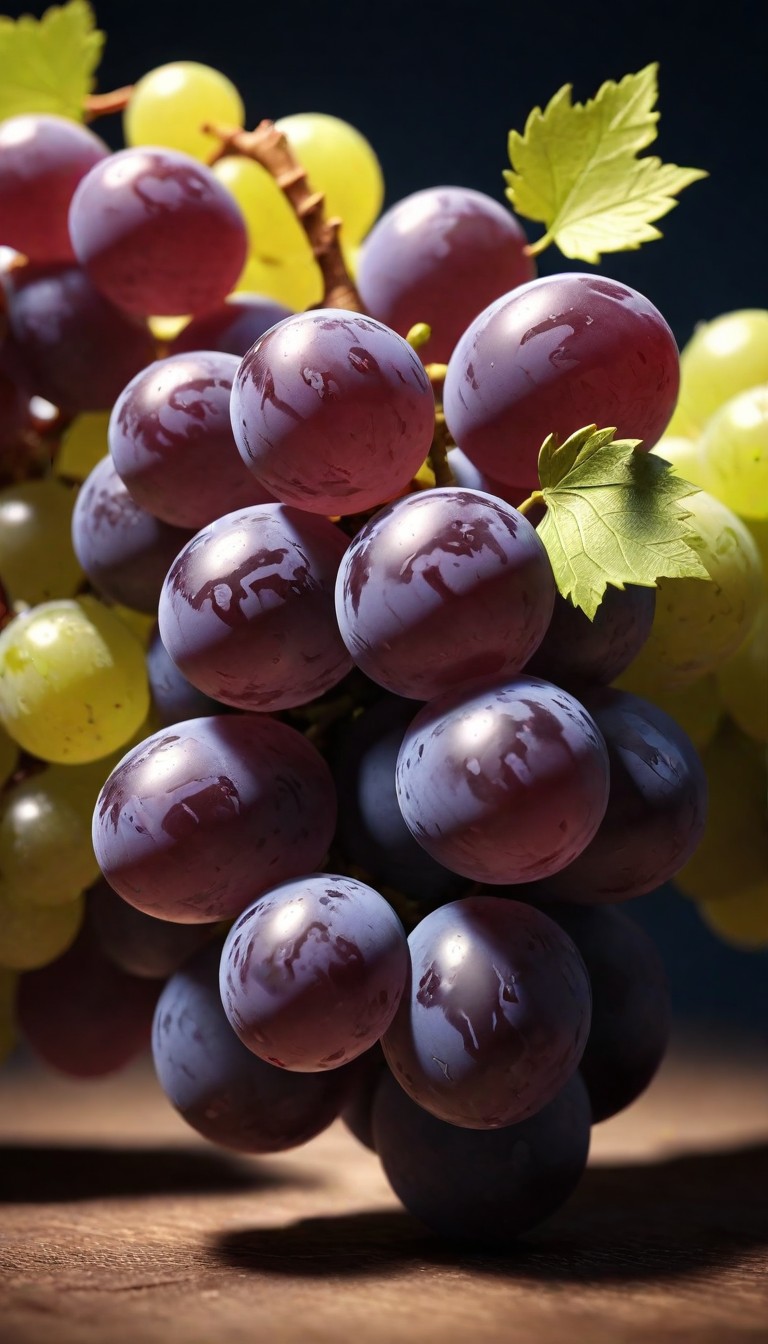 Red grapes on wooden surface Red grapes on wooden surface