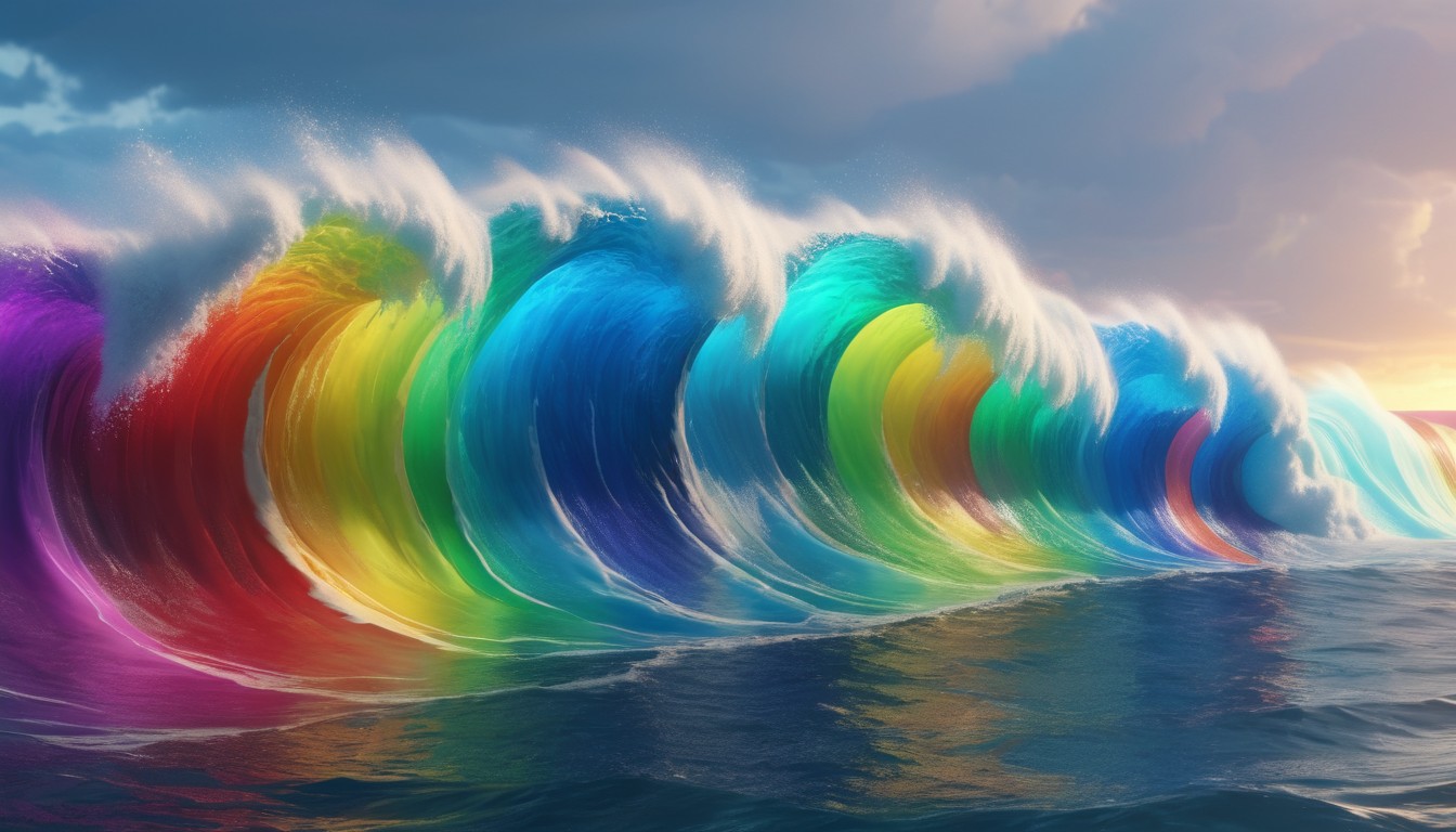 Rainbow waves at sunset Rainbow waves at sunset