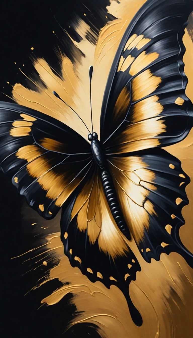 Black and gold butterfly painting Black and gold butterfly painting