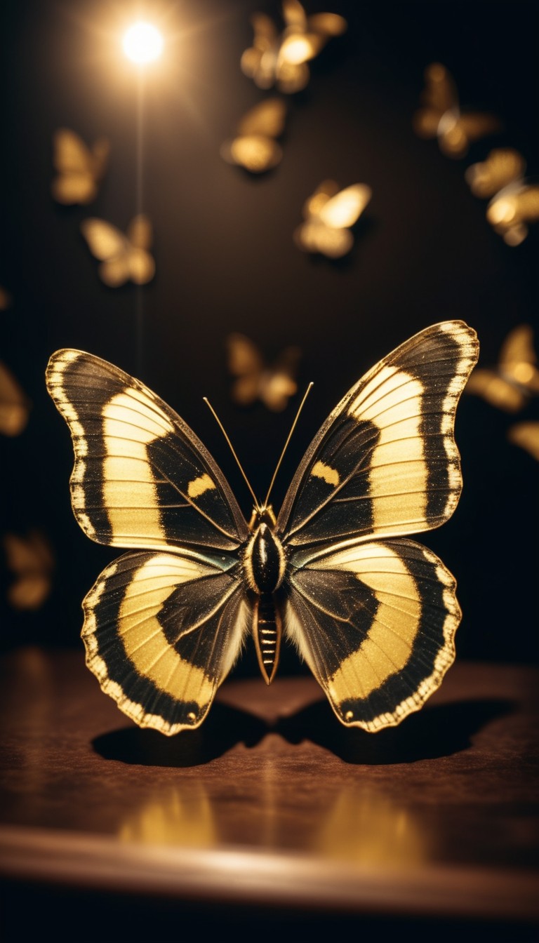 Black and yellow butterfly on table Black and yellow butterfly on table