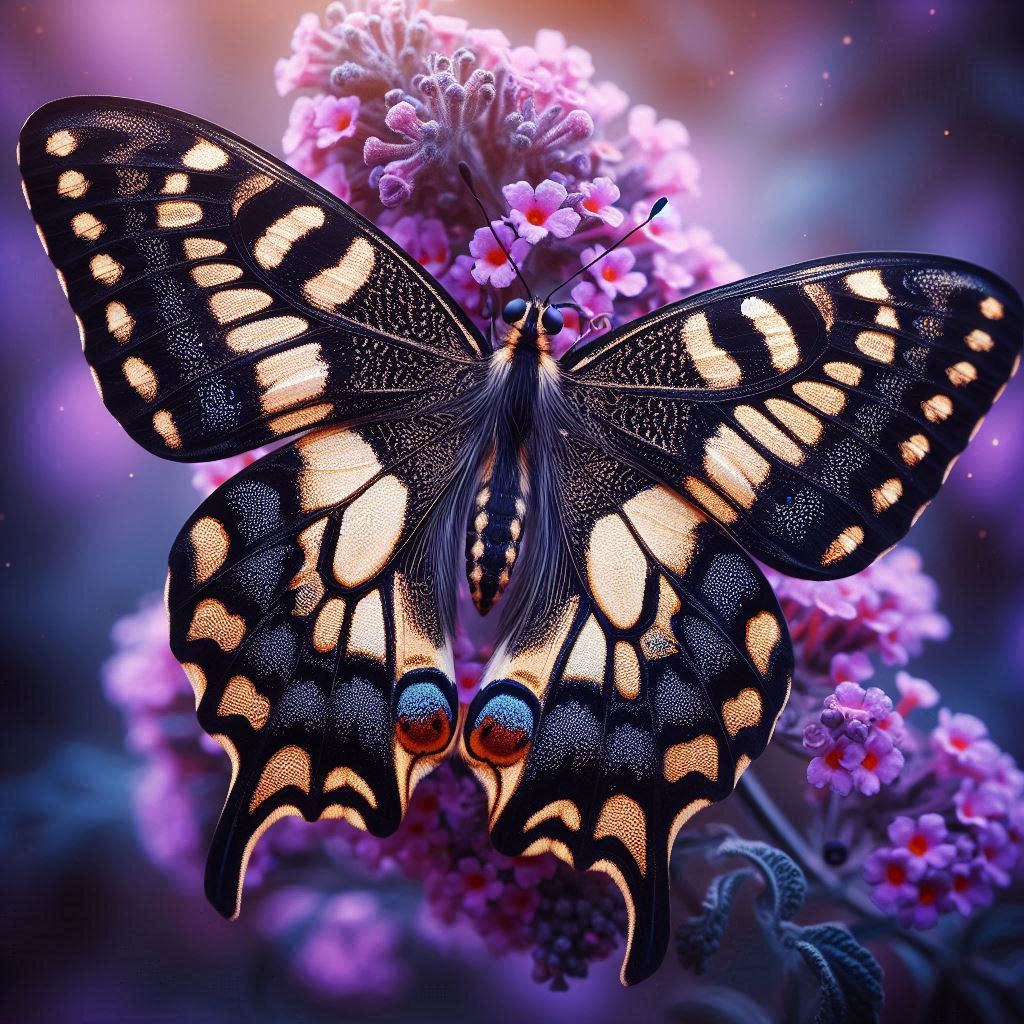 Butterfly on purple flowers Butterfly on purple flowers