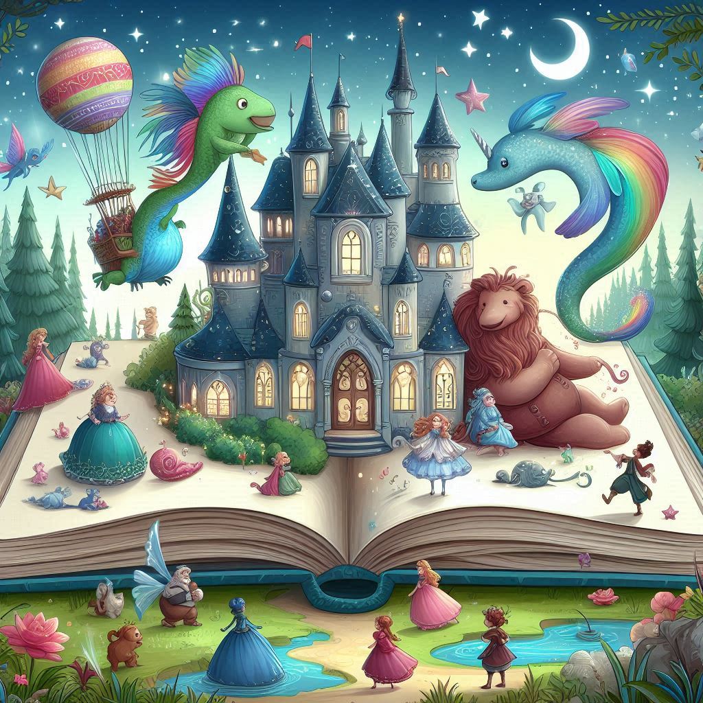 Enchanted castle from open book Enchanted castle from open book
