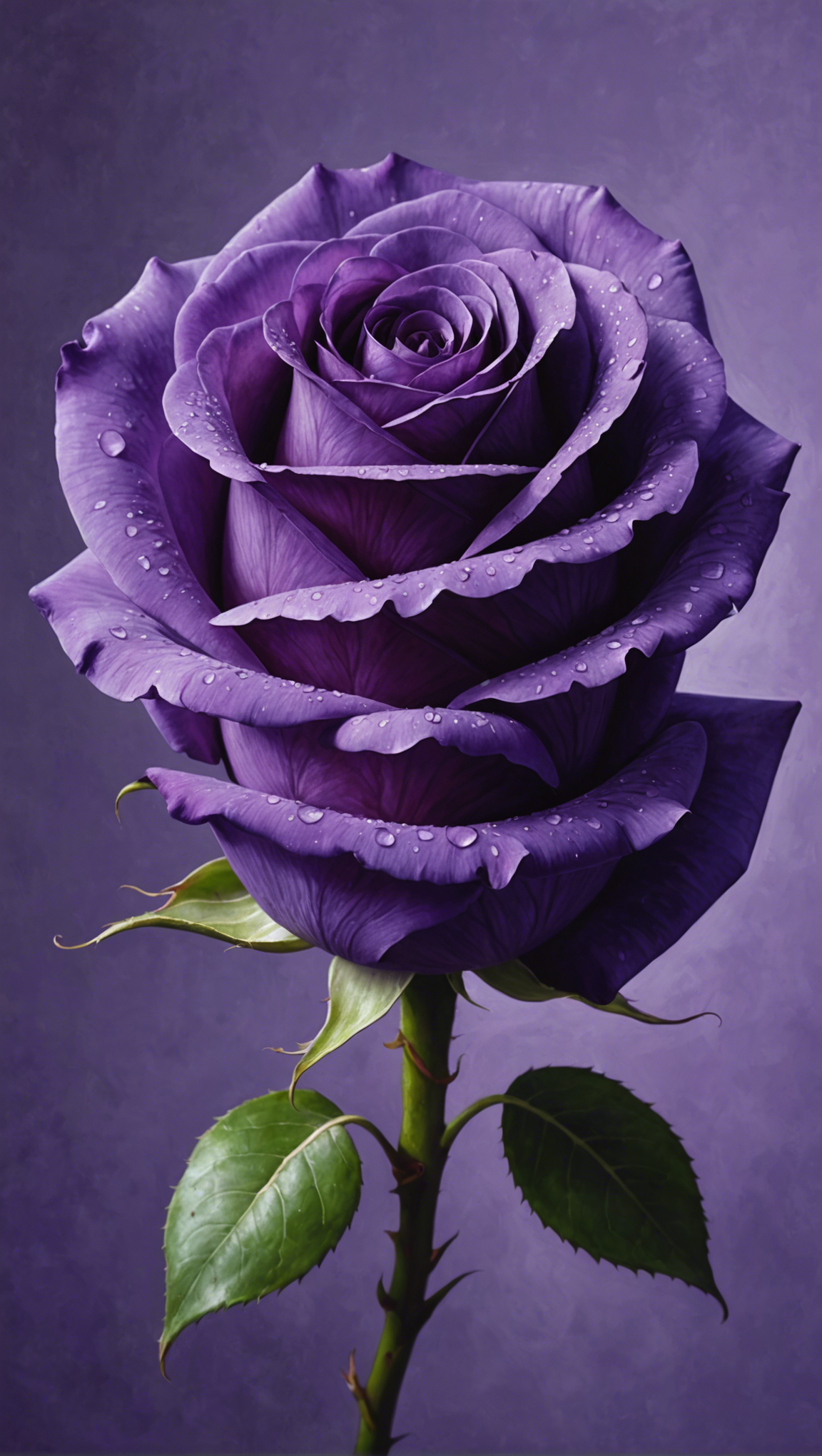 Single purple rose with dewdrops Single purple rose with dewdrops